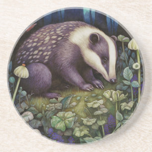 Midnight Badger Sandstone Coaster