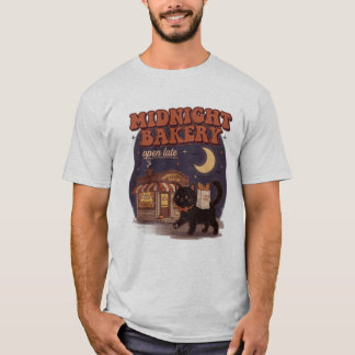 Midnight Bakery Shirt, Cute Black Cat Tee