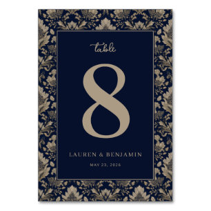 Midnight Baroque Wedding Table Number