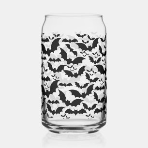 Midnight Bat Swarm Clear Can Glass – Black Bats