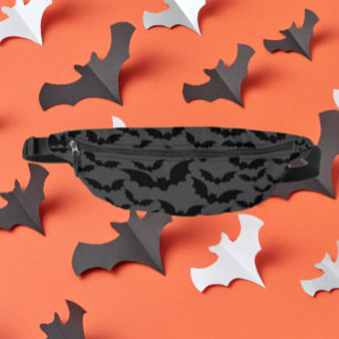 Midnight Bat Swarm Fanny Pack – Dark Grey & Black
