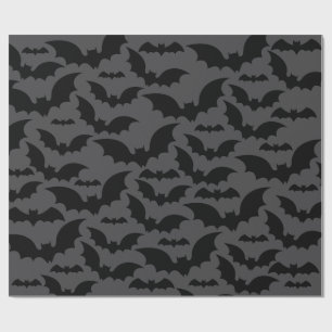 Midnight Bat Swarm Wrapping Paper – Dark Grey