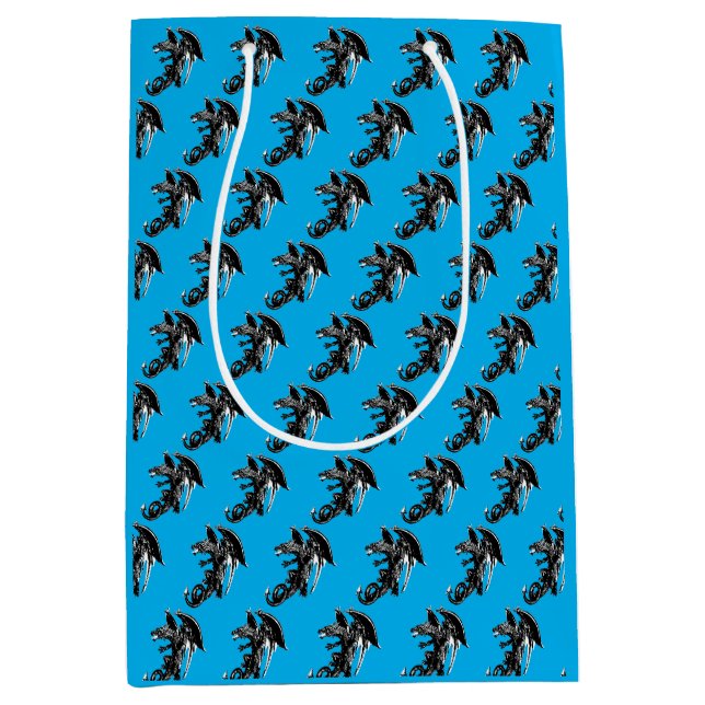 Midnight Beast of the Night Blue Mystical Medium Gift Bag (Front)