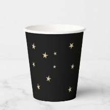 Midnight Black Silver Stars Wizard Party Paper Cup