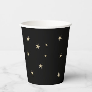 Midnight Black Silver Stars Wizard Party Paper Cup