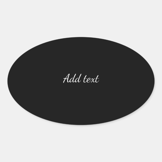 Midnight black, white text, template oval sticker (Front)