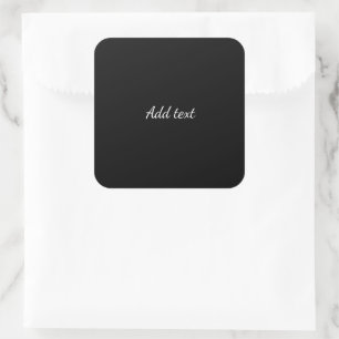 Midnight black, white text, template square sticker