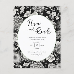 Midnight Bloom: A Dark Floral Wedding Invitation Postcard