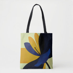 Midnight Bloom – Bold Modern Floral Graphic Tote Bag