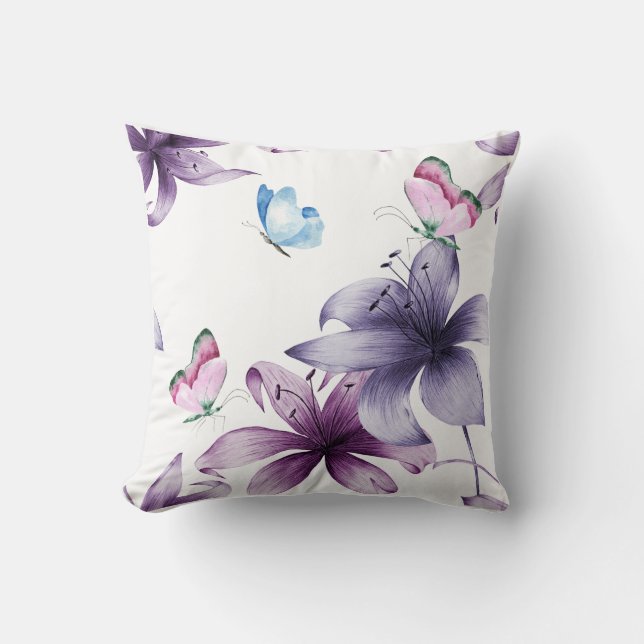 MIDNIGHT BLOOM & BUTTERFLIES CUSHION (Front)