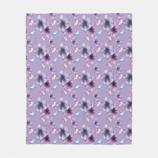 MIDNIGHT BLOOM & BUTTERFLIES FLEECE BLANKET