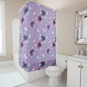 MIDNIGHT BLOOM & BUTTERFLIES SHOWER CURTAIN