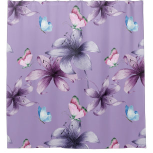 MIDNIGHT BLOOM & BUTTERFLIES SHOWER CURTAIN