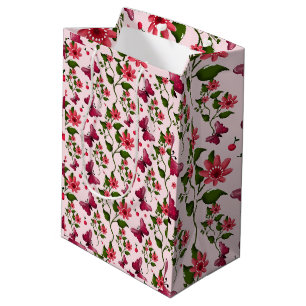 Midnight Bloom Butterfly Floral  Medium Gift Bag