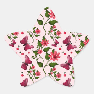 Midnight Bloom Butterfly Floral Star Sticker