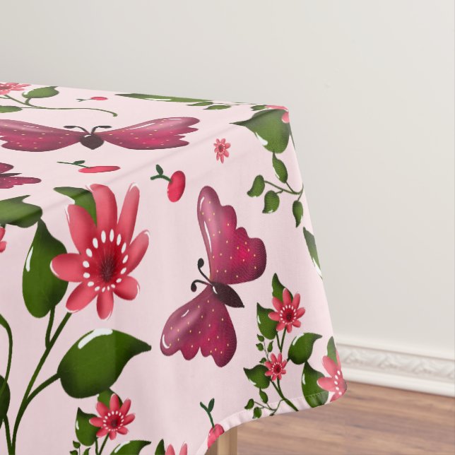 Midnight Bloom Butterfly Floral  Tablecloth (In Situ)