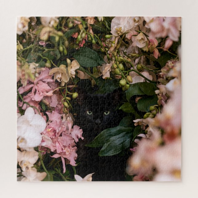 Midnight Bloom Cats Jigsaw Puzzle (Vertical)