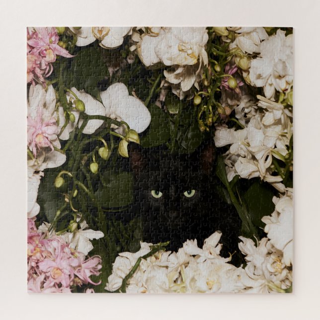 Midnight Bloom Cats Jigsaw Puzzle (Vertical)