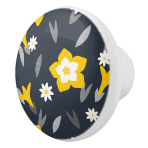 Midnight Bloom Ceramic Knob