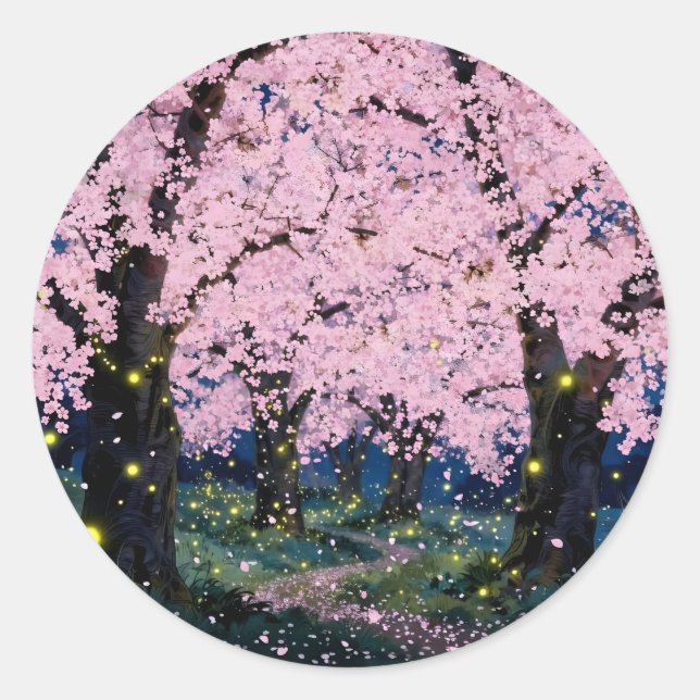 Midnight Bloom -  Classic Round Sticker (Front)