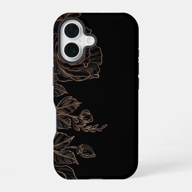 Midnight Bloom Elegance iPhone 16 Case (Back)