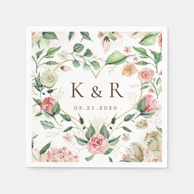 Midnight Bloom Elegant Floral Wedding Napkin (Front)