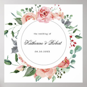 midnight bloom elegant floral wedding welcome poster