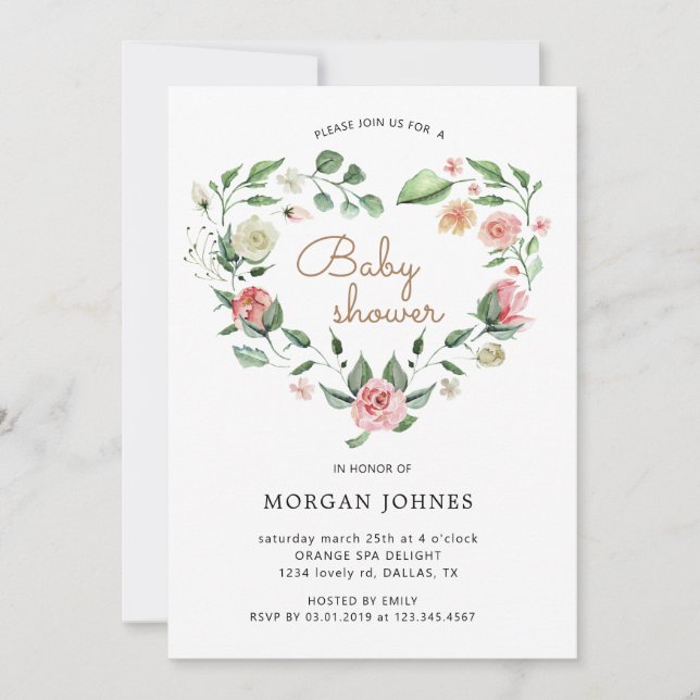 Midnight Bloom Floral Baby Shower Invitation (Front)