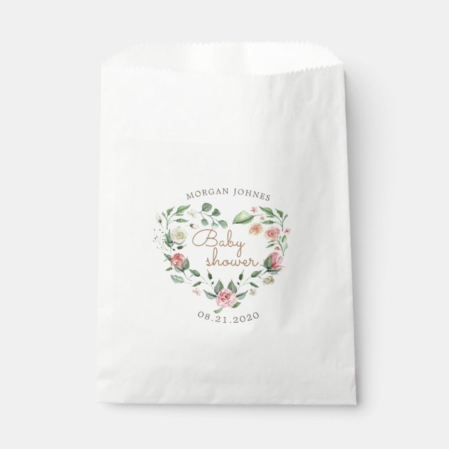 midnight bloom floral baby shower monogram favour bags (Front)