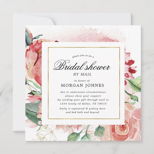 midnight bloom floral Bridal Shower by mail (Front)