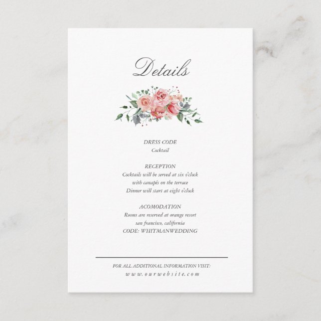 Midnight bloom Floral Details Enclosure Card (Front)
