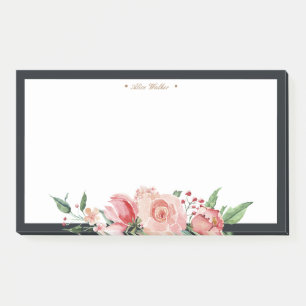 Midnight bloom floral elegant monogram post-it notes