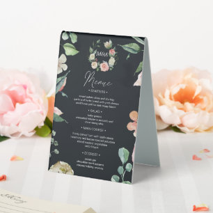 midnight bloom floral menue table number