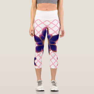 Midnight Bloom Floral Pattern Purple Blue Capri Leggings