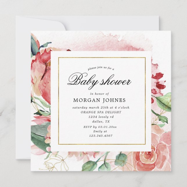 midnight bloom floral square Baby Shower (Front)