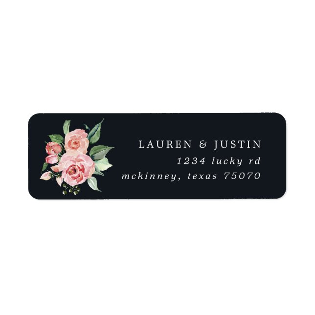 midnight bloom floral wedding return address (Front)