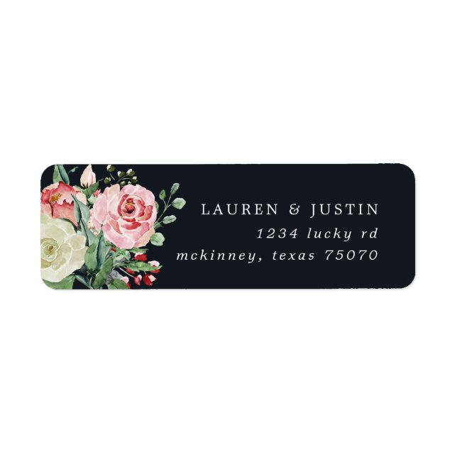 midnight bloom floral wedding Return Address Label (Front)