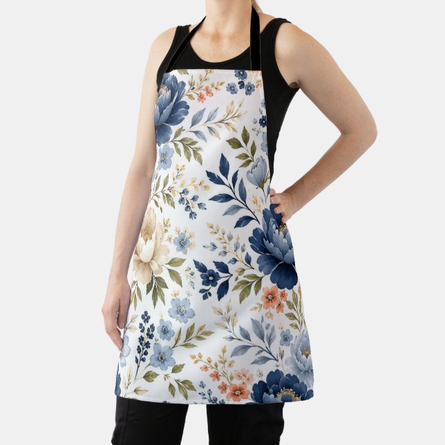 Midnight Bloom Timeless Floral Elegance Apron (Insitu)