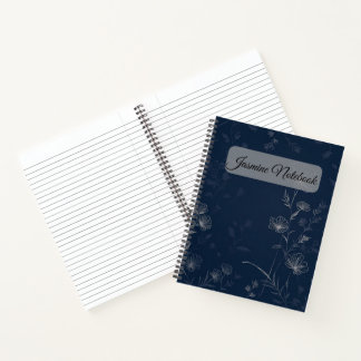 Midnight Blooms – Elegant Line Art Floral Notebook