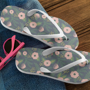 Midnight Blooms Monogram Flip Flops