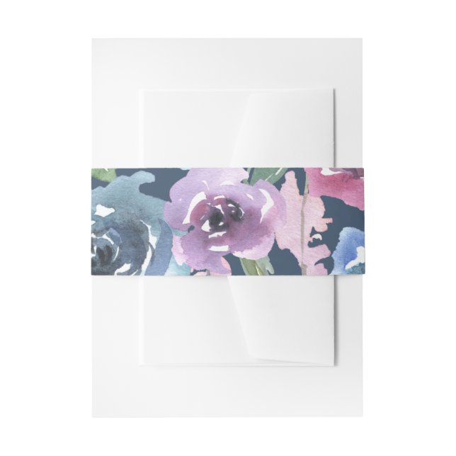 Midnight Blooms | Personalised Wedding Invitation Belly Band (Front Example)