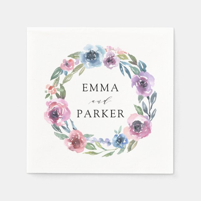 Midnight Blooms | Personalised Wedding Napkin (Front)