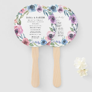 Midnight Blooms Personalised Wedding Program Hand Fan