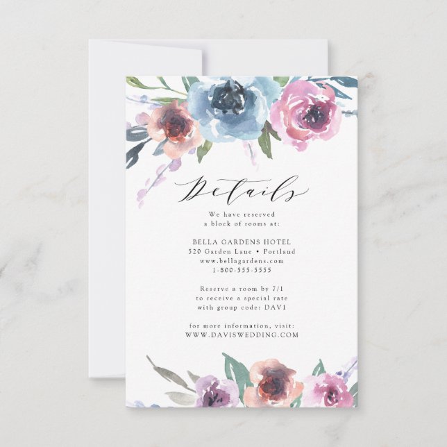 Midnight Blooms | Wedding Details Card (Front)