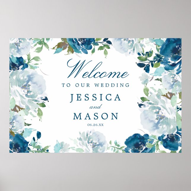 Midnight Blooms Wedding Welcome Sign (Front)