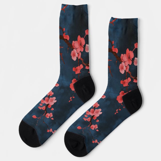 Midnight Blossoms Socks (Left)