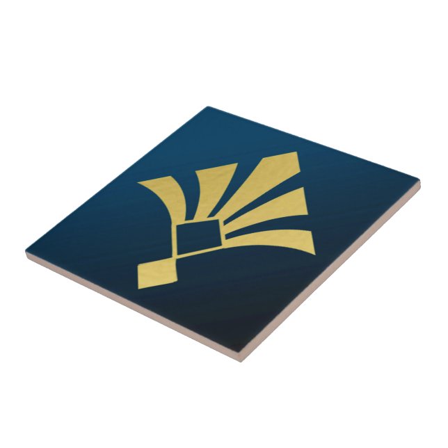 Midnight Blue and Gold Art Deco  Tile (Side)