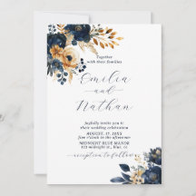 Midnight Blue and Gold Flowers Wedding