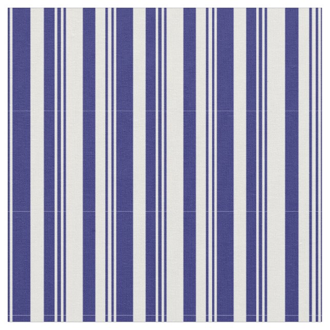 Midnight Blue and Mint Cream Coloured Pattern Fabric (Close Up)