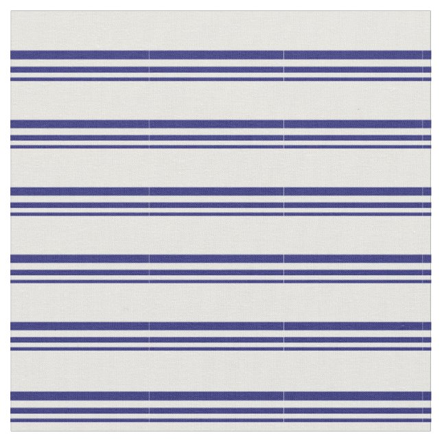 Midnight Blue and Mint Cream Coloured Pattern Fabric (Close Up)